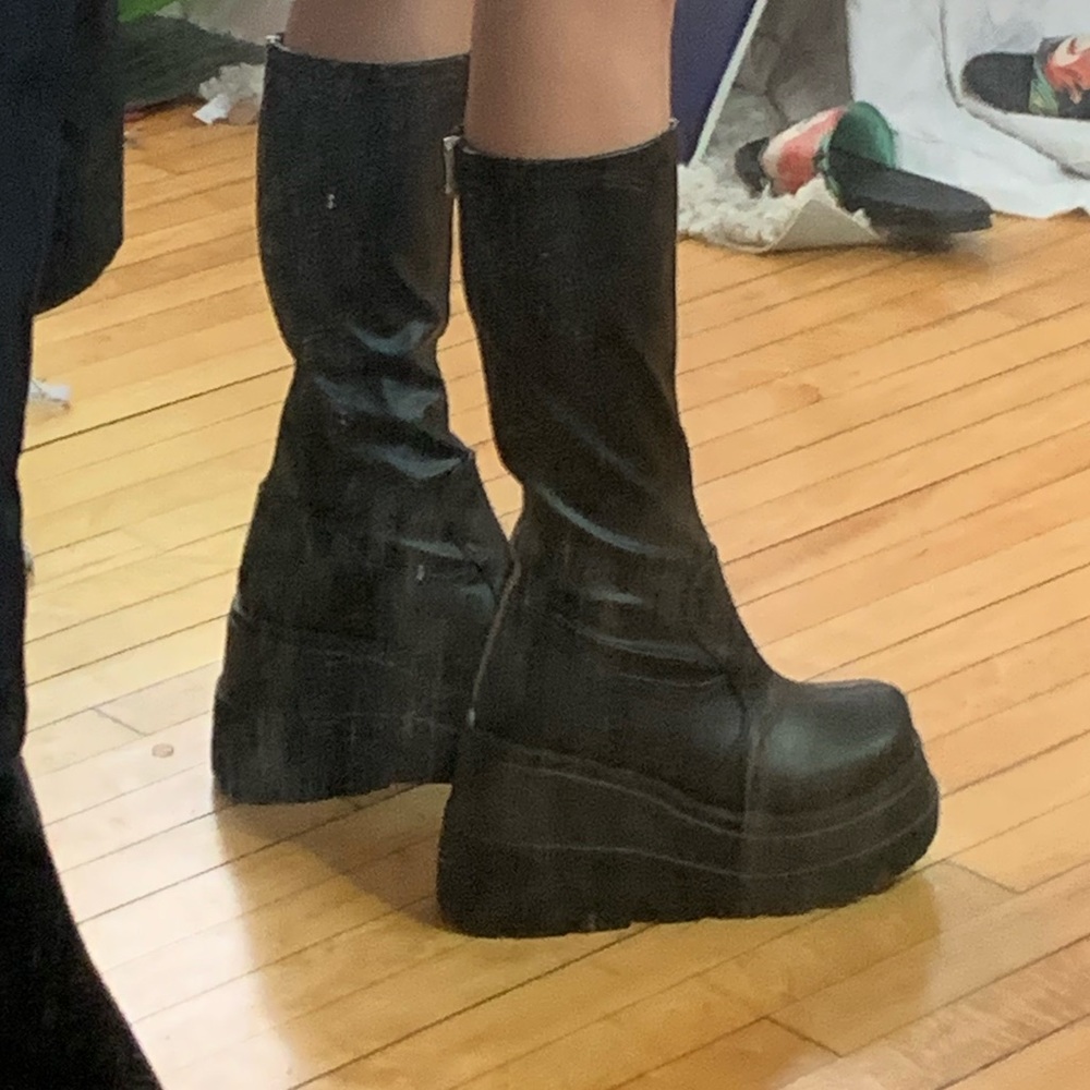 Demonia boots! Roughly 3.5 inch platform.